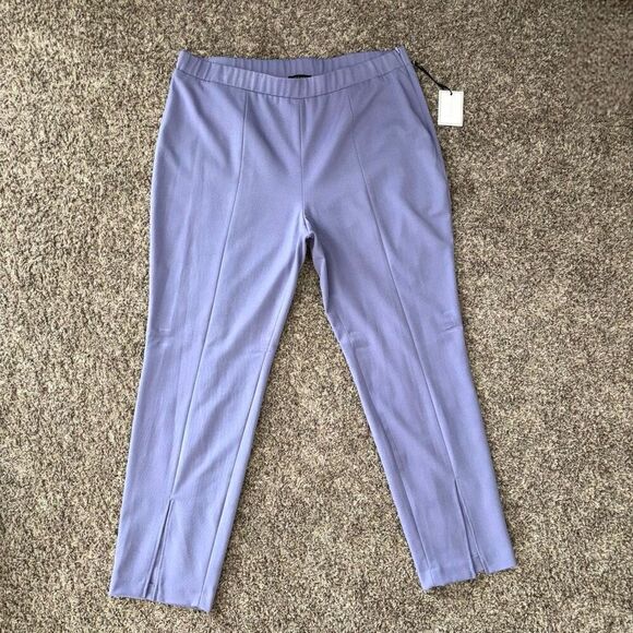 1.STATE Front Slit Stretch Crepe Pants in Purple Twilight Size 16W NEW - Picture 2 of 16